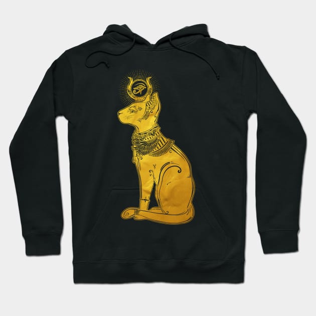 Bastet Golden (the cat goddess) Hoodie by DISOBEY